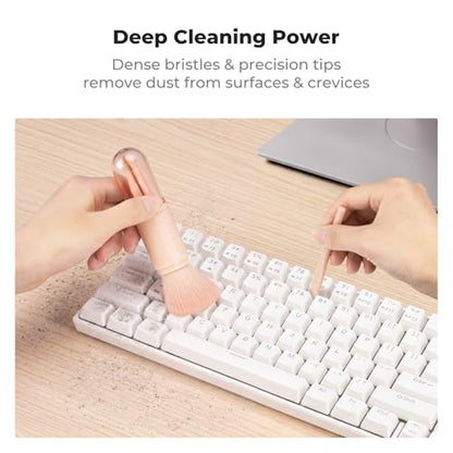 K&F Concept Pink 6-in-1 Lens & PC Keyboard Cleaning Brush Kit | Soft Bristles, Easy to Clean. Includes 4 Brush Sizes for Precise, Scratch-Safe Cleaning of Various Devices. - color: Pink