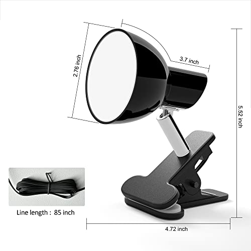 deeloop Clip on Light 5W Ultra Bright 330° Rotation Book Reading Clip on Lamp for Bed/Bedside Headboard/Table/Bunk/Desk Lighting Black - color: Black