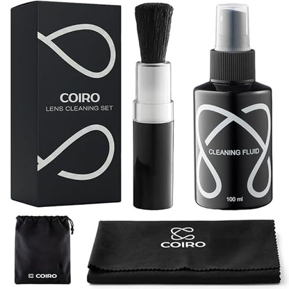 C Coiro Camera Lens Cleaning Kit 3in 1– Lens Cleaner Spray 100ml, Soft Brush & Microfiber Cloth – DSLR, Mirrorless Camera Cleaner Compatible for Canon, Nikon, Sony - size: 3 IN 1