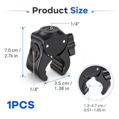 Camera Clamp Mount with 1/4 Threded Connector, Monitor Camera Clamp Mount Clip Holder Light Flash Holder Webcam Stand for Cameras Tripod Pole Pography Phone Video Live Stream