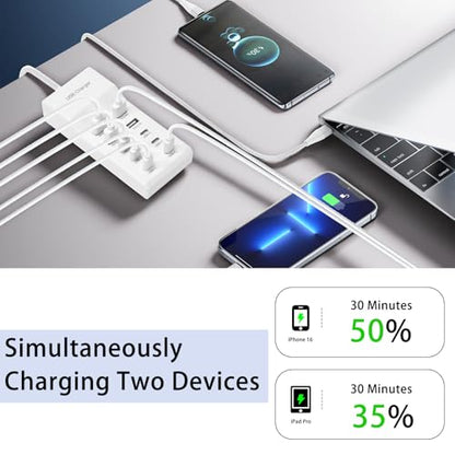 USB Fast Charger, 10-Port Portable Charging Station, Suitable for Various Devices, Compatible with iPhone, iPad, Samsung, Google, Xiaomi, Huawei and Other USB Charging Devices - color: White2