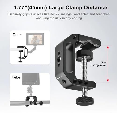 Camera Clamp Mount C Clamp with Magic Arm - Perfect for Fence, Desk, Tripod, Monitor, Light, GoPro, Insta360, DSLR - Essential Tool for Outdoor Projects, Broadcasting, Photography