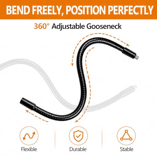Gooseneck, 2 Pcs 1/4"-20 Female to Male Thread Metal Universal Hose Flexible Arm Gooseneck Tube Extension Holder for Action Camera, Phone, Microphone, Black (6inch) - size: 6inch