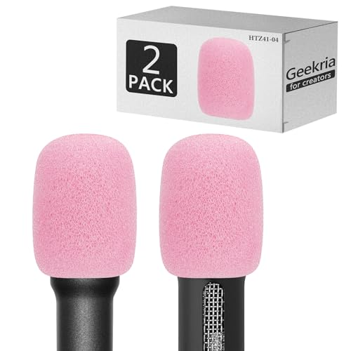 Geekria for Creators Foam Windscreen for 0.3" (8mm) Diameter Microphones, Antipop Foam Cover, Mic Wind Cover, Sponge Foam Filter Compatible with Sennheiser ME 2, ME 2-II (Pink / 2 Pack)