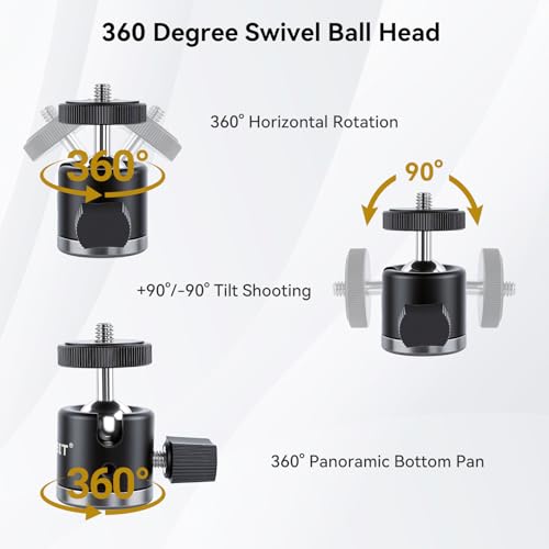 UTEBIT 40mm C-Clamp Camera Mount with Mini Ball Head, Black | 1/4 Thread Hole Metal Clamp with 360° Swivel Ballhead Camera Mount 1/4 Hot Shoe Adapter for Camera Desk Bicycle Woodworking - size: 40mm