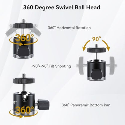 UTEBIT 40mm C-Clamp Camera Mount with Mini Ball Head, Black | 1/4 Thread Hole Metal Clamp with 360° Swivel Ballhead Camera Mount 1/4 Hot Shoe Adapter for Camera Desk Bicycle Woodworking - size: 40mm