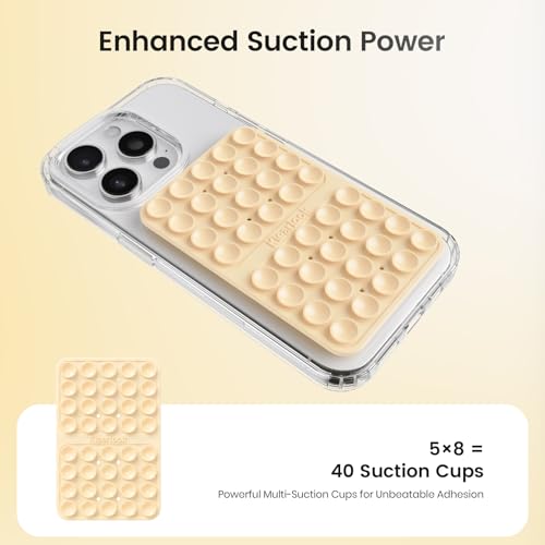 Klearlook Silicone Suction Cup Phone Case Mount Double Sided, Sticky Phone Grip for 6.1-7.2 inch Phones, Phone Accessories Hands-Free Strong Grip Holder for Selfies and Videos, Baby Yellow - color: Baby Yellow