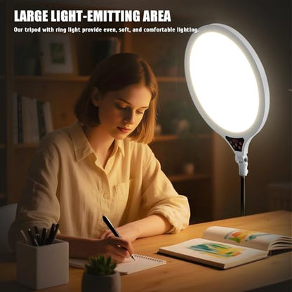 Ring Light with Stand, 14" Professional Ring Light Tripod for iPhone, Adjustable Height for Video Recording Photography Live Streaming Content Creation TikTok YouTube, White - size: 14inch White