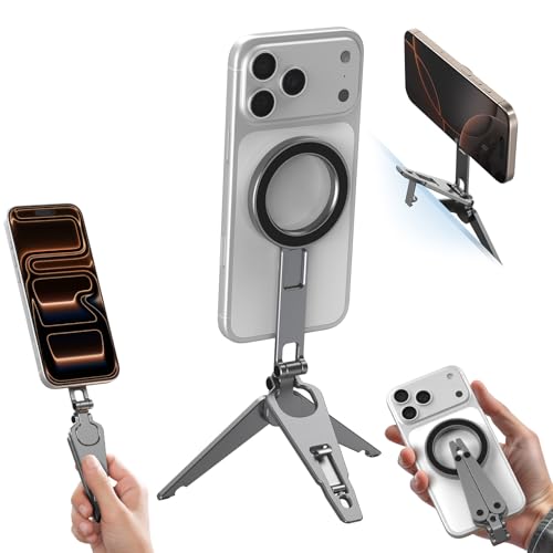 SMALLRIG Dual Magnetic Phone Tripod, Metal Cell Phone Mount Grip with 1/4" Threads, 270° Adjustable Phone Holder Mini Pocket Tripod for iPhone 17/16/15/14/13 Series -5649