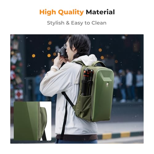 K&F CONCEPT Camera Backpack,Hardshell Photography DSLR Camera Bag with 15-15.6 Inch Laptop Compartment Hard Shell Camera Case Compatible with Canon/Nikon/Sony/DJI Mavic Drone - color: Green