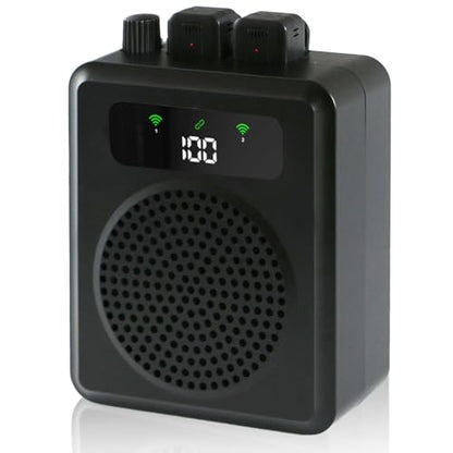 Wireless Voice Amplifier with Lavalier Microphones, Portable Voice Amplifier, Microphone with Speaker, Mini Megaphone with Clip on/Lapel Mic Teacher Microphone for Classroom Speech (Black) - color: Black