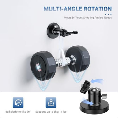 JJC Metal Magnetic Camera Mount with Ball Head, 1/4"-20 Screw & Cold Shoe, for DJI Osmo Pocket 4 3 Nano Action 6 5 Pro 4 3 for Gopro Hero 13 12 11 10, for Insta360 X5 X4 X3 Ace Pro 2, Digital Camera - color: Metal Magnetic Mount with Ball Head & 1/4