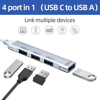 USB c Extender Hub 4 Ports, USB Multiple Adapter Hub, USB A Splitter for Laptop, Xbox, Flash Drive, HDD, Console, Printer, Camera, Keyborad, Mouse and More