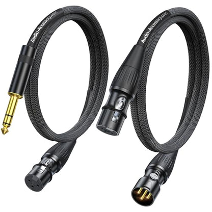 AA AUDIO ACCESSORY XLR Female to 1/4 Cable with XLR Cable 6ft Bundle, Rean Connectors from Neutrik, Kevlar-Reinforced Nylon Braided TRS to XLR Cable, Balanced Quarter Inch to XLR Female Cable, OFC - size: 6ft, style: XLR Female to 1/4 & XLR Cable