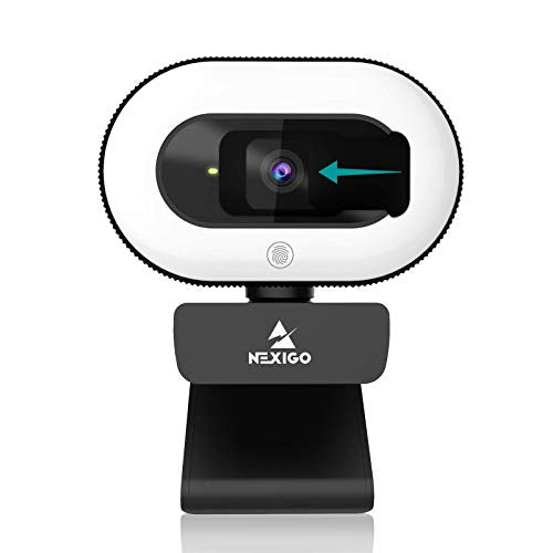 NexiGo StreamCam N930E, 1080P Webcam with Ring Light and Privacy Cover, Auto-Focus, Plug and Play, Web Camera for Online Learning, Zoom Meeting Skype Teams (Renewed) - style: Webcam with Light
