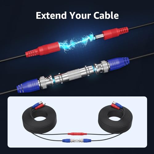 ANNKE 4 Pack 30M/100ft All-in-One Video Power Cables, BNC Extension Surveillance Camera Cables for CCTV Security DVR System Installation, Free 8 x BNC Connectors and 100pcs Cable Clips Included - style: Black-100ft/30M