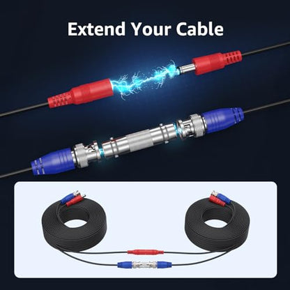ANNKE 4 Pack 30M/100ft All-in-One Video Power Cables, BNC Extension Surveillance Camera Cables for CCTV Security DVR System Installation, Free 8 x BNC Connectors and 100pcs Cable Clips Included - style: Black-100ft/30M