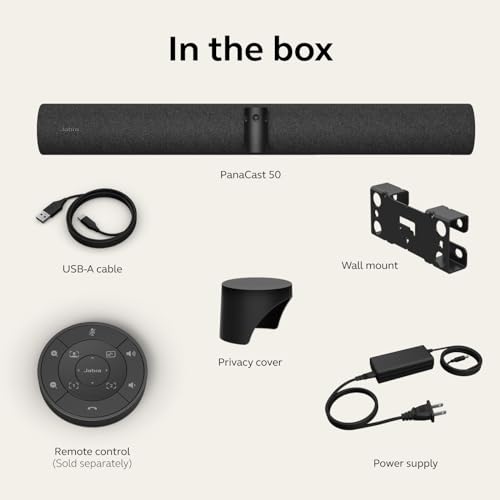 Jabra PanaCast 50 – Intelligent 180° Panoramic-4K Meeting Room Video Camera – Inclusive Video Conferencing Camera with Full Coverage, Easy to Set-Up Wide Angle Webcam with Microphones - Black