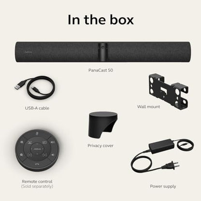 Jabra PanaCast 50 – Intelligent 180° Panoramic-4K Meeting Room Video Camera – Inclusive Video Conferencing Camera with Full Coverage, Easy to Set-Up Wide Angle Webcam with Microphones - Black