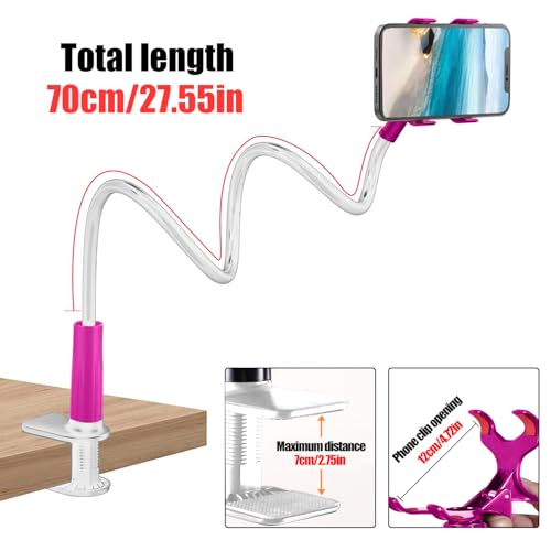 360-Degree Rotating Phone Stand, Adjustable Phone Holder for Desk, Flexible Phone Mount for Video Calls and Watching Videos - color: Pink