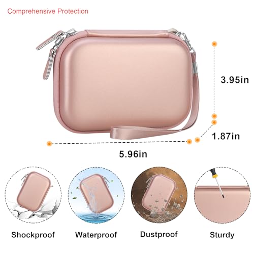 Elonbo Camera Carrying Case for KODAK PIXPRO FZ55/ FZ53/ FZ45/ FZ43 16MP Digital Camera, Vlogging Camera Storage Holder Travel Bag, Mesh Bag Fits Batteries, Cable, Memory Card, Card Reader,Rose Gold - color: Rose Gold+Inside Rose Gold