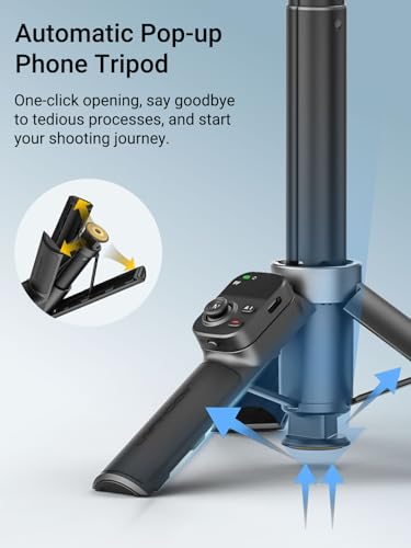 AOCHUAN AI Face Tracker Gimbal Stabilizer for iPhone w/Magnetic Remote, 360° Pan Rotation 3-Axis Gimbal for iPhone, Stabilizer w/Light, Built-in Extension Rod & One-Touch Open Tripod, Volg, Sport - size: X3AI