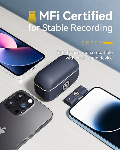 Hollyland Lark M2 Wireless Microphone for iPhone14 & Below, Mini Magnetic Microphone, 300m Range, Hi-Fi Audio, Noise Cancelling, 30h Use, Video Recording (2TX + Lightning RX + Charging Case) | 2tx Plus Lightning Rx with Charging Case, 300m Los, 48khz/24-B