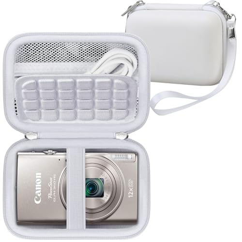 RAIALL Carrying Case for Canon PowerShot ELPH 360 HS A/IXY 650/ Canon IXUS 285 HS/Sony DSCW830/ CAMKORY/VAHOIALD Digital Camera, Vlogging Camera Travel Bag, Mesh Pocket for Batteries, White - color: White