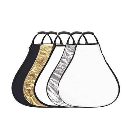 32in/80cm 5 in 1 Triangle Reflector Photography with Handle | Portable Foldable Light Diffuser for Photographers, Live Streamers, Portrait & Product Shooting