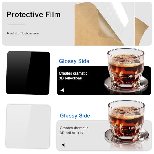 PULUZ 16 x 16 Inch Acrylic Poster Boards for Photography, Square White & Black Reflective Display Table Riser Backdrops for Professional Product Photography and Table Top Photography Shooting - size: 16*16 Inch