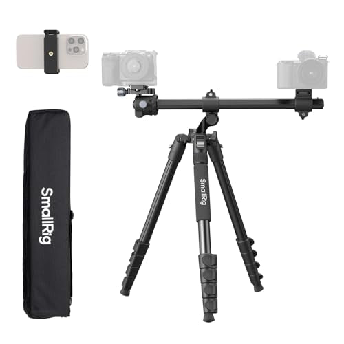 SmallRig CT25 64.5"/164cm Horizontal Overhead Tripod for iPhone & Camera, with Phone Holder & Carrying Bag, 22lb Max Load Aluminum Lightweight Camera Tripod for Overhead Shots/Live Streaming - style: 64.5" Horizontal Tripod