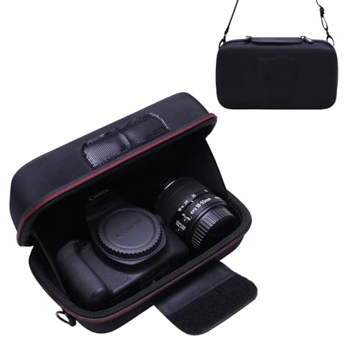 LTGEM Camera Case for Canon EOS Rebel T7 / R50 / R100 / R50 V / T6 / R8 / R10 / RP / SL3 / R5 / T100 DSLR SLR Camera and 18-55mm/18-45mm Lens with Shoulder Strap, Black - color: Black