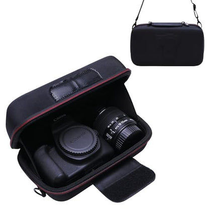 LTGEM Camera Case for Canon EOS Rebel T7 / R50 / R100 / R50 V / T6 / R8 / R10 / RP / SL3 / R5 / T100 DSLR SLR Camera and 18-55mm/18-45mm Lens with Shoulder Strap, Black - color: Black