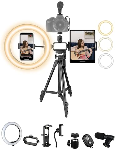 Acuvar Premium 9-Piece Vlogging Kit for iPhone, Android & Cameras – Wireless Microphone, Tripod Stand & LED Ring Light – YouTube, TikTok & Content Creator Bundle (Pro Kit) - size: Pro Kit