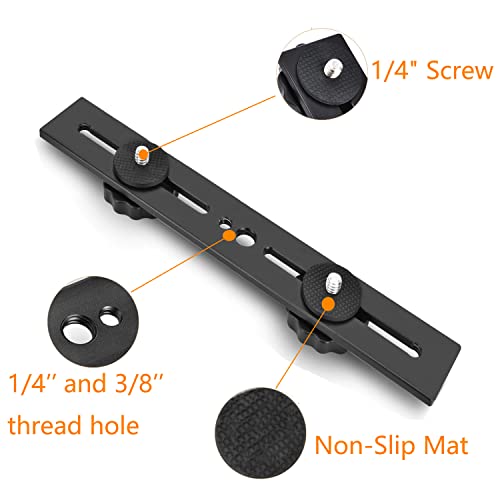 Dual Flash Bracket 8in/20.3cm Camera Mount Tripod Bracket with 1/4 Screw Hot Shoe Flash Light Bracket for LED Light Microphone 3D Stereo Stereoscopic Photography