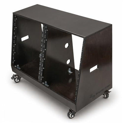 Sound Town DIY 2 x 12U Slanted Double-Bay Studio Rack with Casters for Home Studio and Recording Room, Baltic Birch Plywood, Black Espresso (SDRK-D12TD) - size: 2 X 12u, Black Espresso
