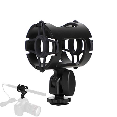 Easy Hood Microphone Shock Mount Holder with Cold Shoe,Camera Mic Mount | For Camera Shoes and Boompoles, Fits 19-25mm Diameter Shotgun Mics, Plastic Microphone Stand,Mic Arm Stands