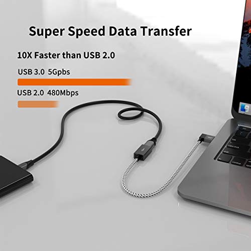 CableCreation USB 3.0 Extension Cable 1FT, [2-Pack] Left Angle USB 3.0 Male to Female Extender Cord, 90 Degree USB 3.0 for VR, PlayStation, Xbox, Keyboard, Space Gray, 0.3M - size: 1FT-2Pack, style: Left Angle