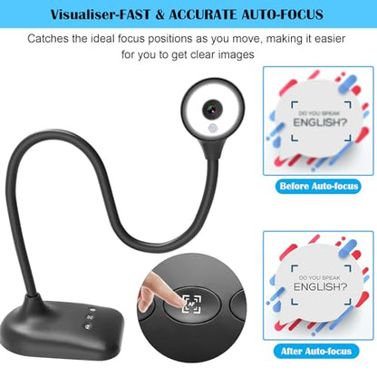 Document Camera for Teachers, Doc Camera, USB Visualizer with LED Light, Auto Focus, Image Invert, Fold, For Mac OS, Windows, Chromebook
