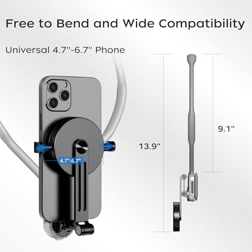 Magnetic Neck Mount for Phones, POV Phone Holder Hand Free Chest Stand Video Recording Vlog for iPhone 17 16 15 14 13 Android Phones