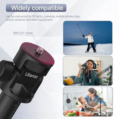 ULANZI 81" Tall Tripod for Camera&Phone, Extendable Aluminum Light Stand, Adjustable Travel Tripod with 1/4" Screw&Phone Clamp, 360° Ball Head, for Camera Video Light, for Vlog/Livestream/Ring Light