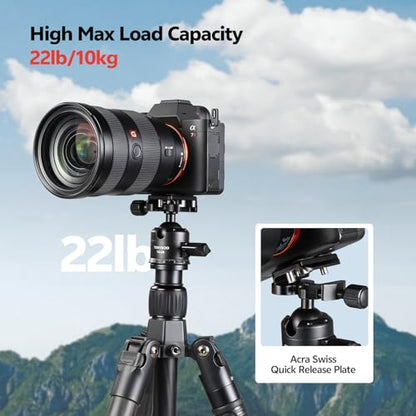 TONYBOO Low Profile Ball Head, All Metal CNC Precision Machined Tripod Head with Arca Swiss Quick Release Plate, 360° Panoramic Scale, Double U-Groove Panoramic Head for DSLR Camera, Load up to 22lbs