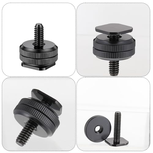 Camera Hot Shoe Mount to 1/4"-20 Tripod Screw Adapter Compatible with Versatile Flash Hot Shoe Mounts for DSLR Camera Rigs, Tripods, Mounting Accessories (4 Pcs)