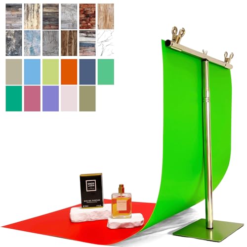 24 Colors Small Product Backdrops Photography Background Paper with Stand 12PCS 34x17inch Flat Lay Backdrop for Cosmetics Jewelry Products and Food - color: 24 Colors Red Yellow Purple