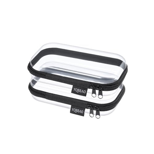 YQBRAO Clear Hard Shell Organizer Set, 2-Pack, Black | Two small rigid PET organizers for electronics, travel essentials, office supplies and everyday organization - color: Black, size: SS