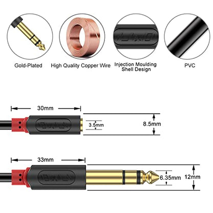 J&D 3.5mm to 1/4 Headphone Adapter Cable, Gold Plated Audiowave Series 3.5mm 1/8 inch Female TRS to 6.35mm 1/4 inch Male TRS Stereo Audio Cable for Mixer Guitar Piano Amplifier Speaker, 9FT - size: 9 Feet