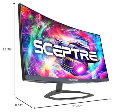 Sceptre Curved 24.5-inch Prime Gaming Monitor up to 240Hz 1080p R1500 1ms DisplayPort x2 HDMI x2 Blue Light Shift Build-in Speakers, Machine Black 2025 (C255B-FWT240 Series) - style: 24.5" Curved 240Hz