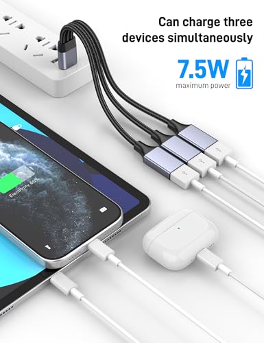 USB Y Splitter 1 in 3 Out, USB Male to 3 Female Cable for PC, Tablet, Laptop, MacBook, Keyboard, PS4, PS5, Mouse, FlashDrive, LED, Etc. - size: 1 Pack