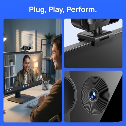 2K HD Webcam with Privacy Cover USB Plug and Play Computer Camera with Dual Mic Desktop Cam for Video Calling Streaming - size: 2K One size fits all