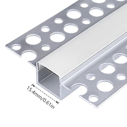 inShareplus Plaster-in LED Channel, 3.3ft/1m 6-Pack led Aluminium Profile with Milky Diffuser, Trimless Recessed Led Strip Diffuser for Under Cabinet, Shelf, Table, Wall and Ceiling - size: double-edge-6-pack (plaster-in)